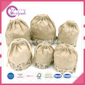 Natural beauty Jute bottle packaging pouches with logo and drawstring